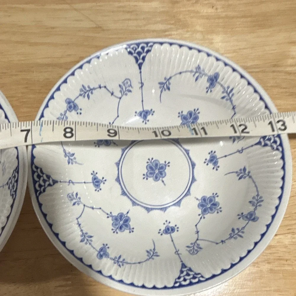Franciscan Denmark Ironstone Cereal Bowls, Blue/White Floral, 7 in, Set of 2